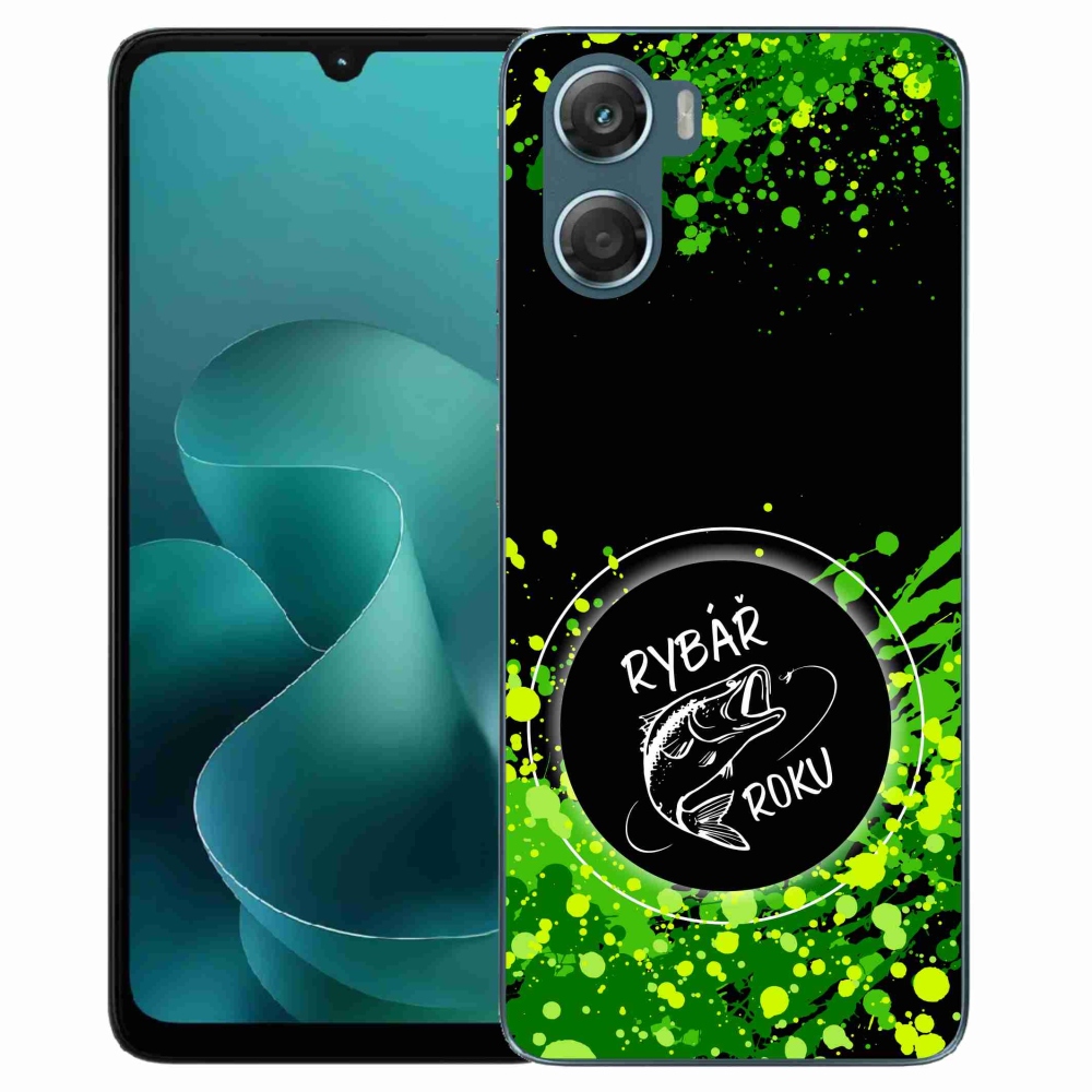 Gélový kryt mmCase na Motorola G06/G06 Power - rybár roku čierne pozadie