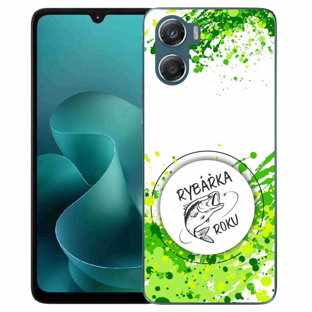 Gélový kryt mmCase na Motorola G06/G06 Power - rybárka roku biele pozadie