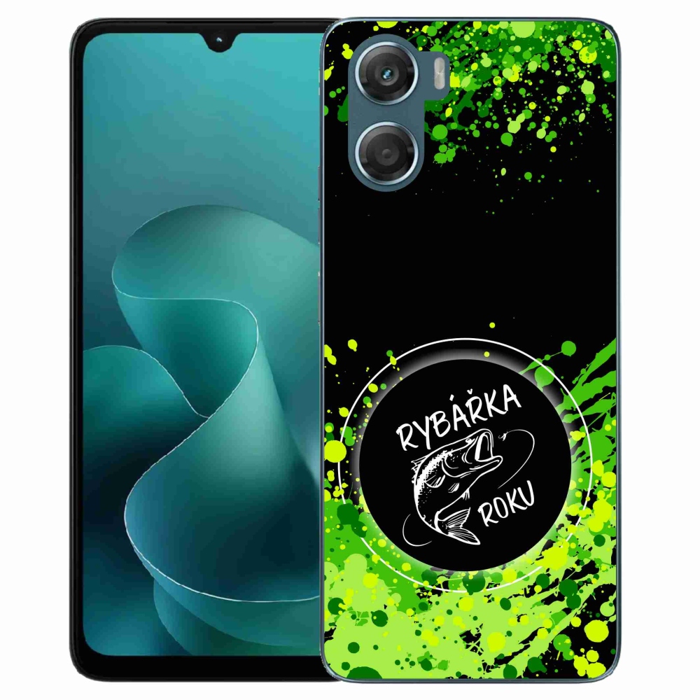 Gélový kryt mmCase na Motorola G06/G06 Power - rybárka roku čierne pozadie