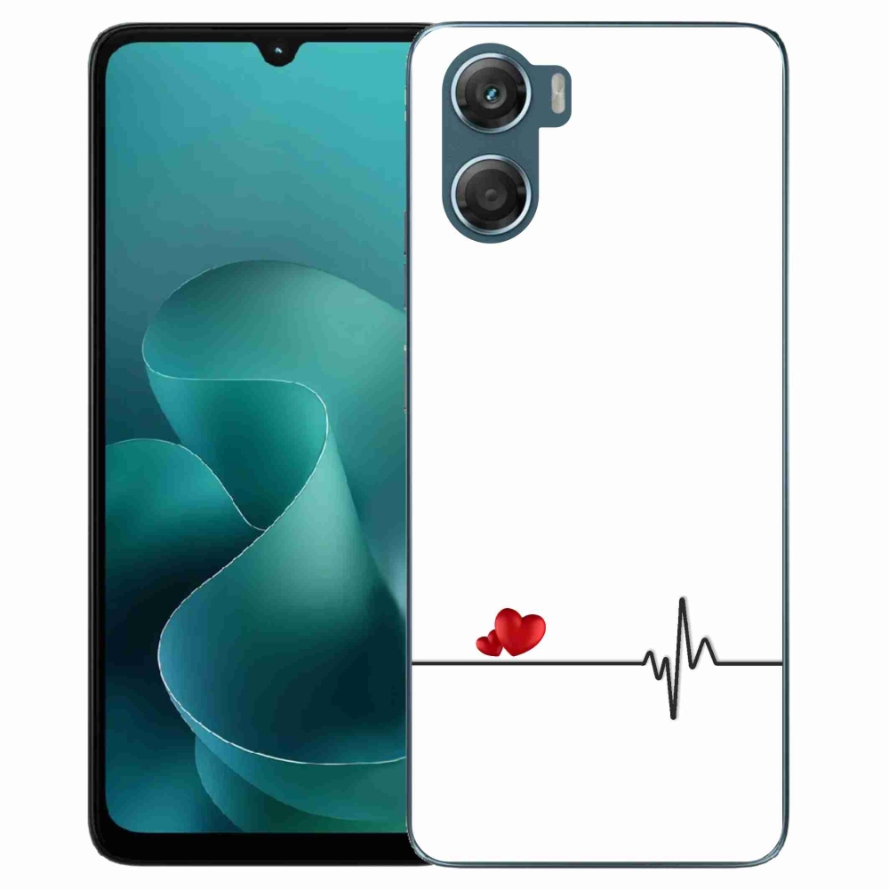 Gélový kryt mmCase na Motorola G06/G06 Power - srdce a tep biele pozadie