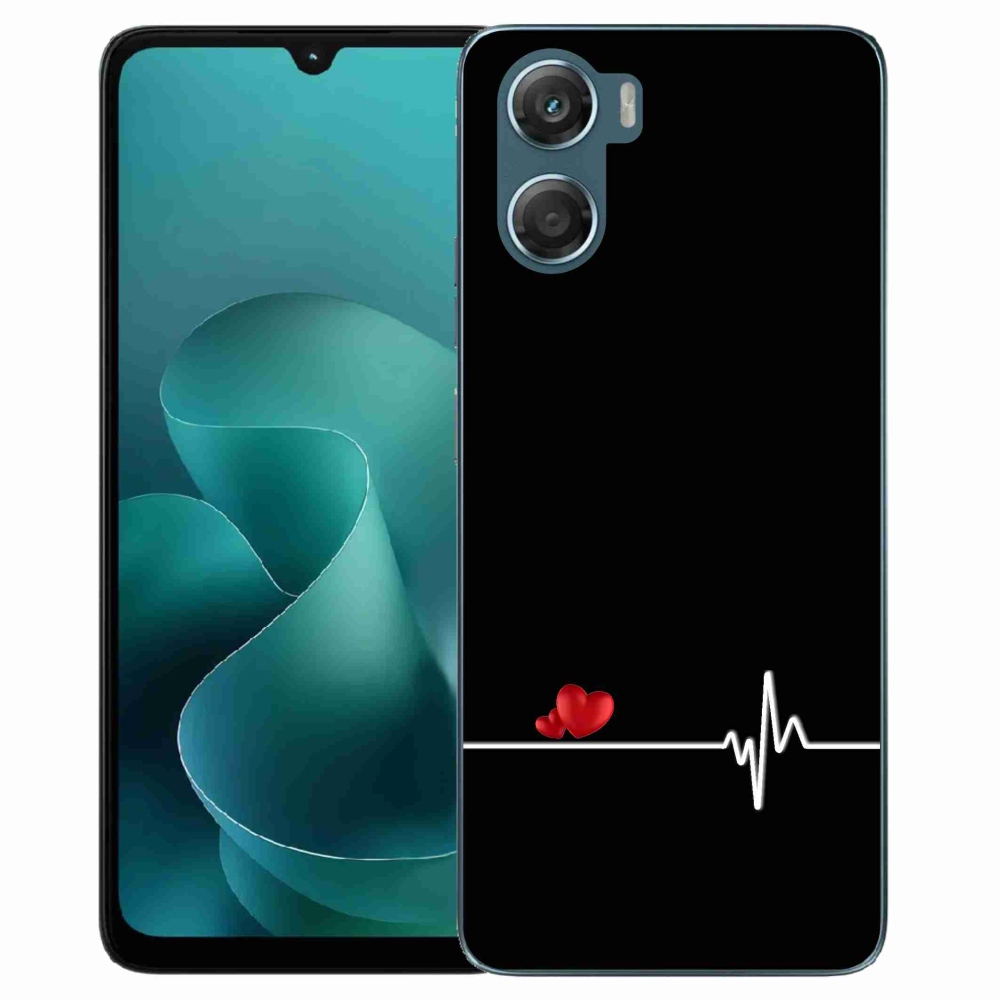Gélový kryt mmCase na Motorola G06/G06 Power - srdce a tep čierne pozadie