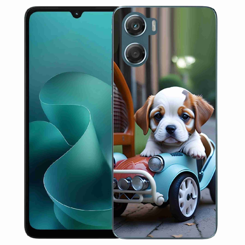 Gélový kryt mmCase na Motorola G06/G06 Power - šteňa v retro aute