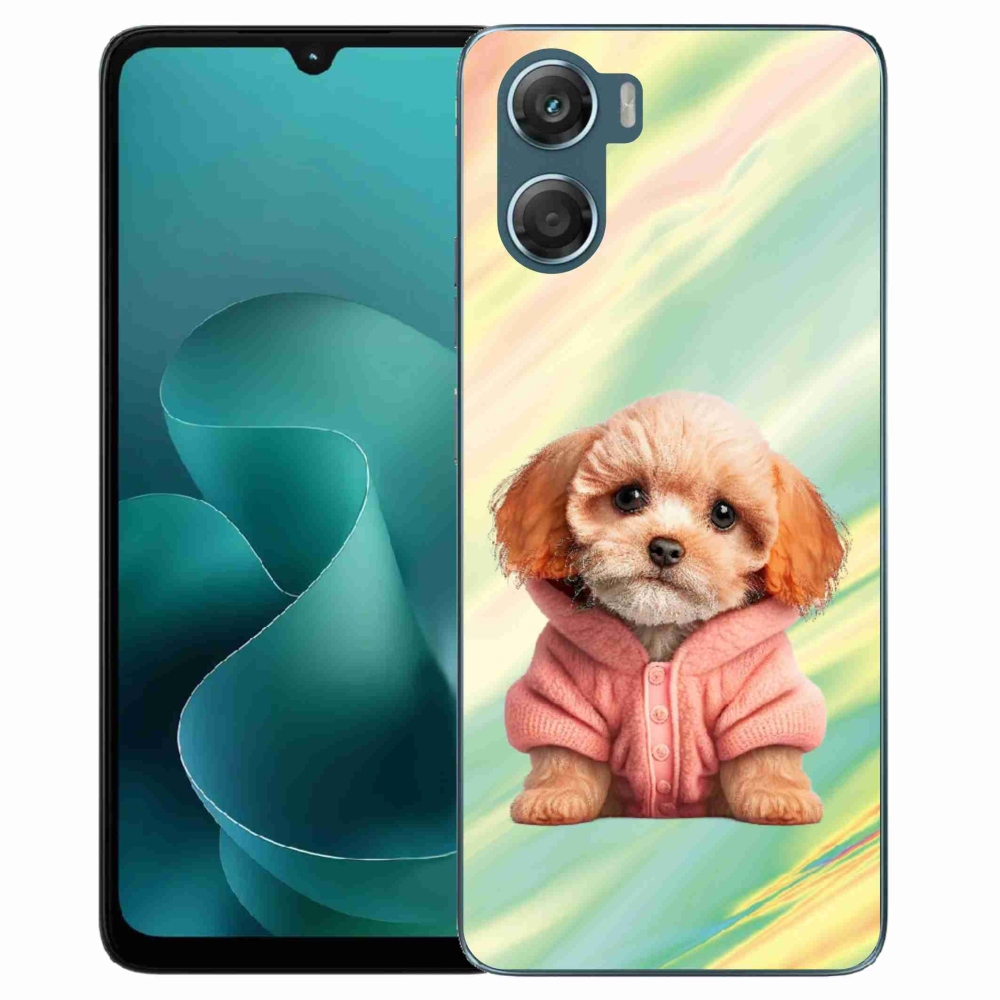 Gélový kryt mmCase na Motorola G06/G06 Power - šteňa vo svetri