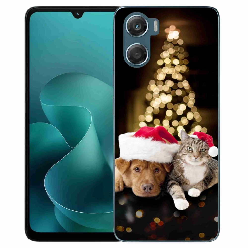 Gélový kryt mmCase na Motorola G06/G06 Power - vianočný pes a mačka