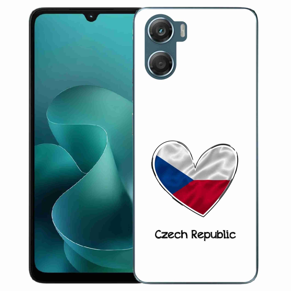 Gélový kryt mmCase na Motorola G06/G06 Power - vlajka srdca biele pozadie