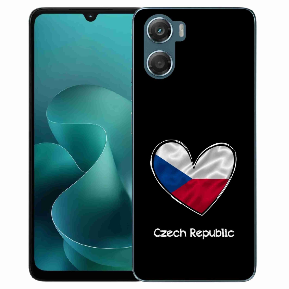 Gélový kryt mmCase na Motorola G06/G06 Power - vlajka srdca čierne pozadie