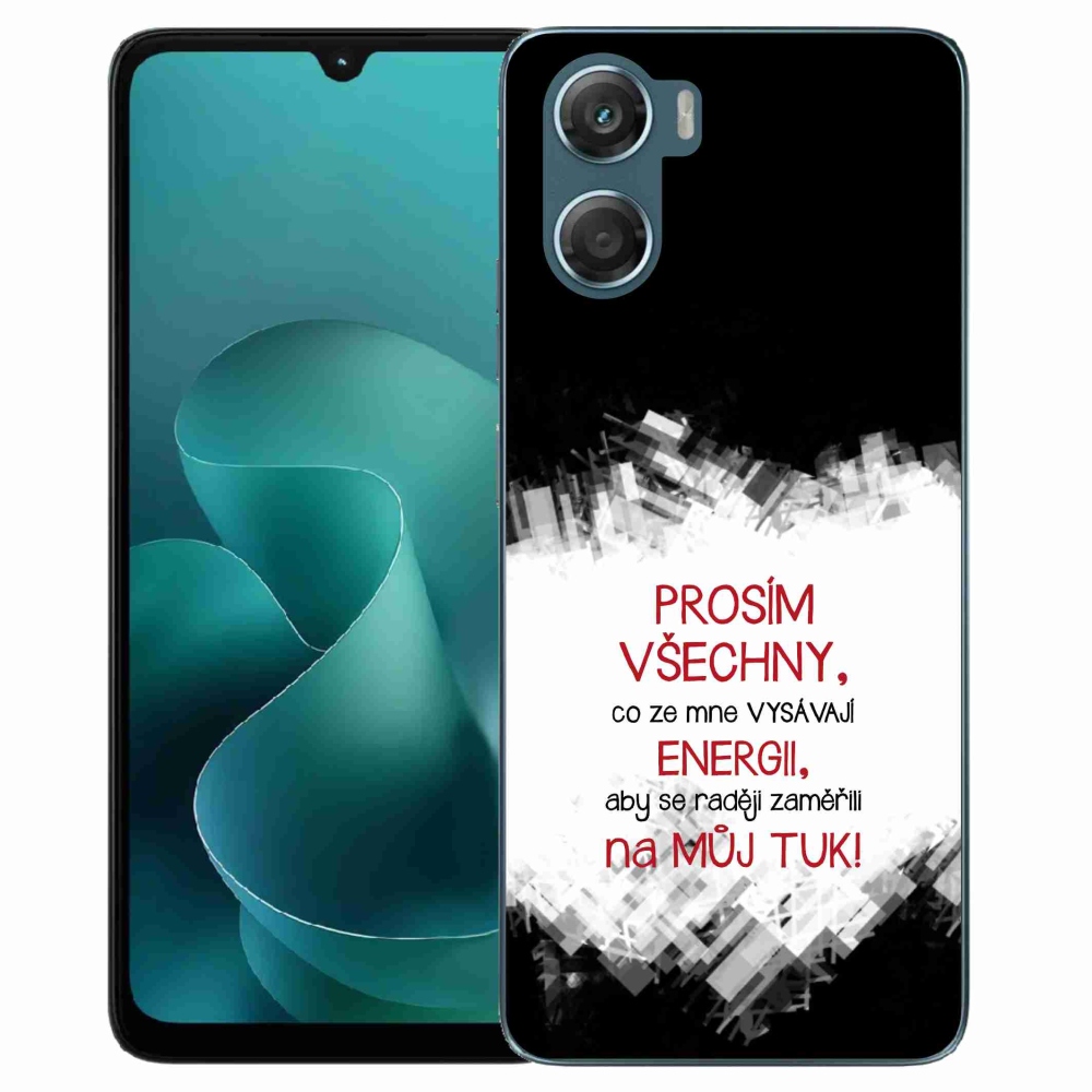 Gélový kryt mmCase na Motorola G06/G06 Power - vtipný text 1 červený