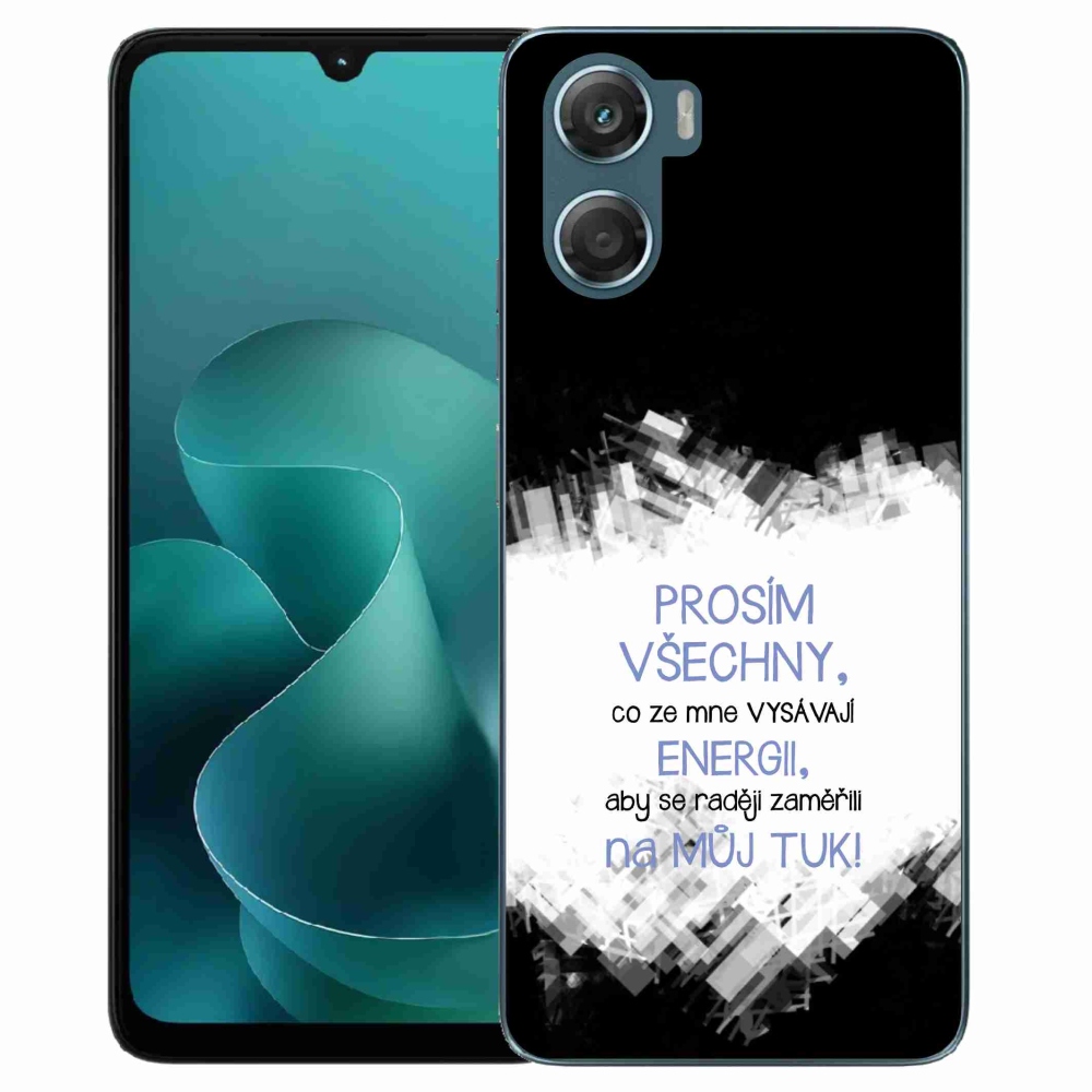 Gélový kryt mmCase na Motorola G06/G06 Power - vtipný text 1 modrý