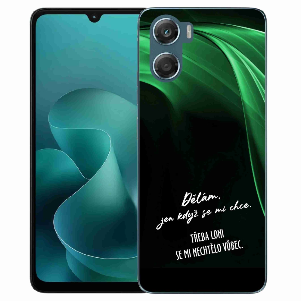 Gélový kryt mmCase na Motorola G06/G06 Power - vtipný text 12 čierne pozadie