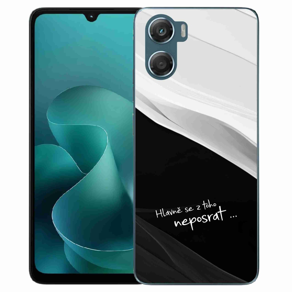 Gélový kryt mmCase na Motorola G06/G06 Power - vtipný text 13 čiernobiele pozadie