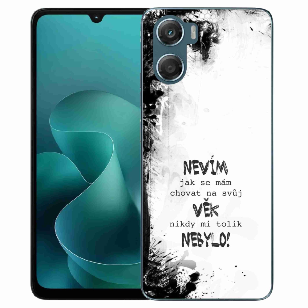 Gélový kryt mmCase na Motorola G06/G06 Power - vtipný text 14 biele pozadie