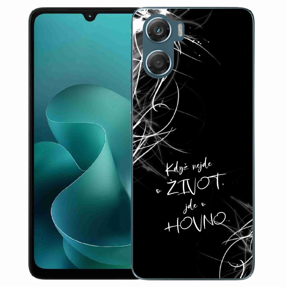 Gélový kryt mmCase na Motorola G06/G06 Power - vtipný text 16 čierne pozadie