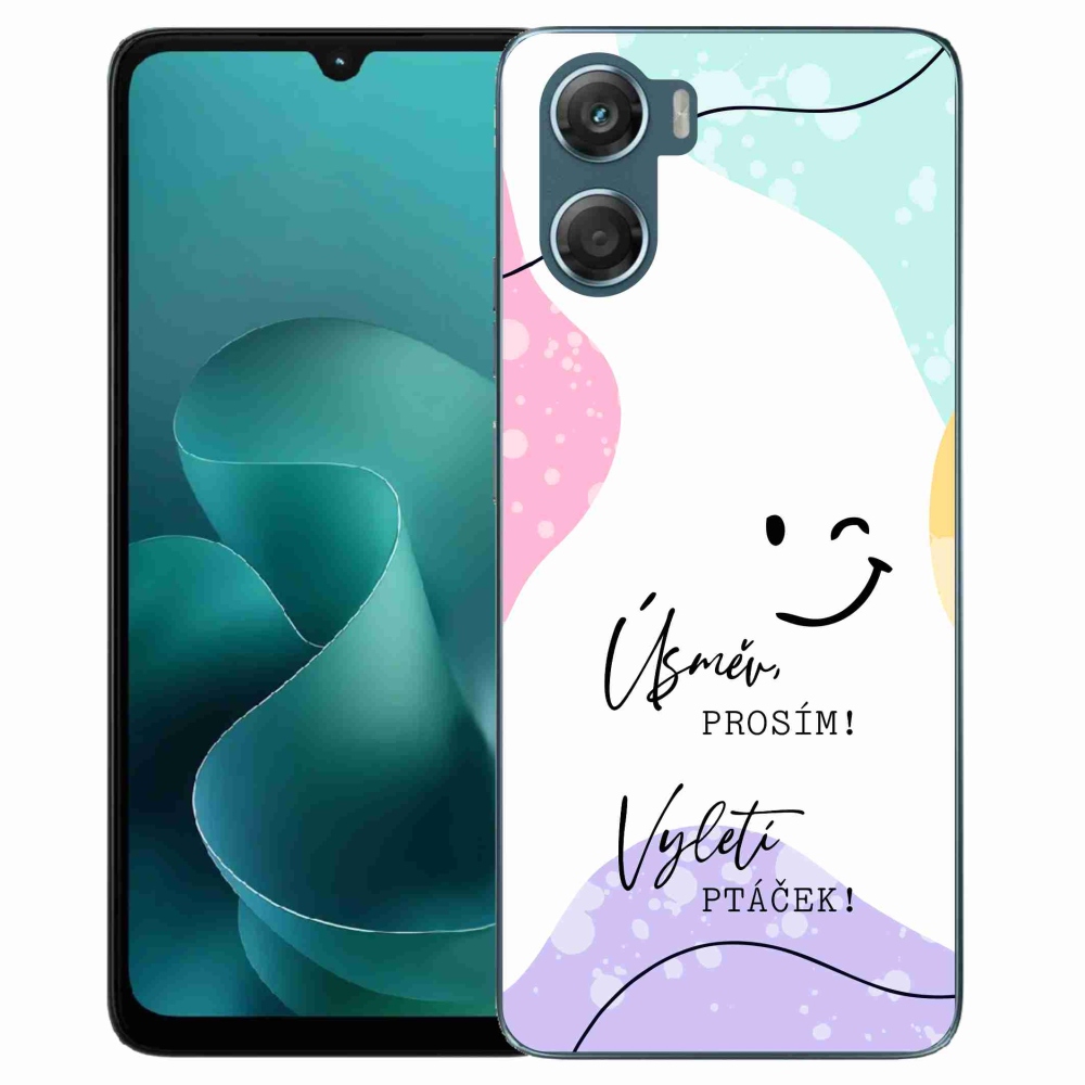 Gélový kryt mmCase na Motorola G06/G06 Power - vtipný text 4 biele pozadie