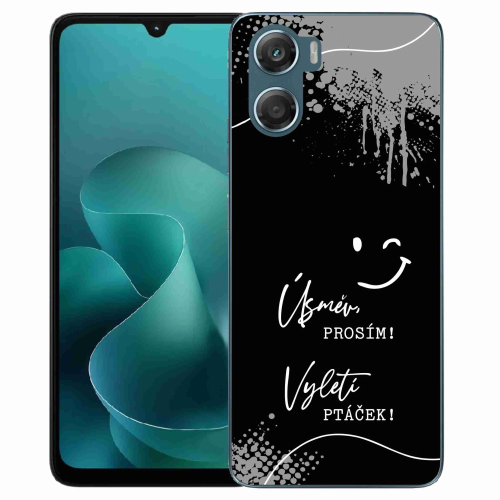 Gélový kryt mmCase na Motorola G06/G06 Power - vtipný text 4 čierne pozadie