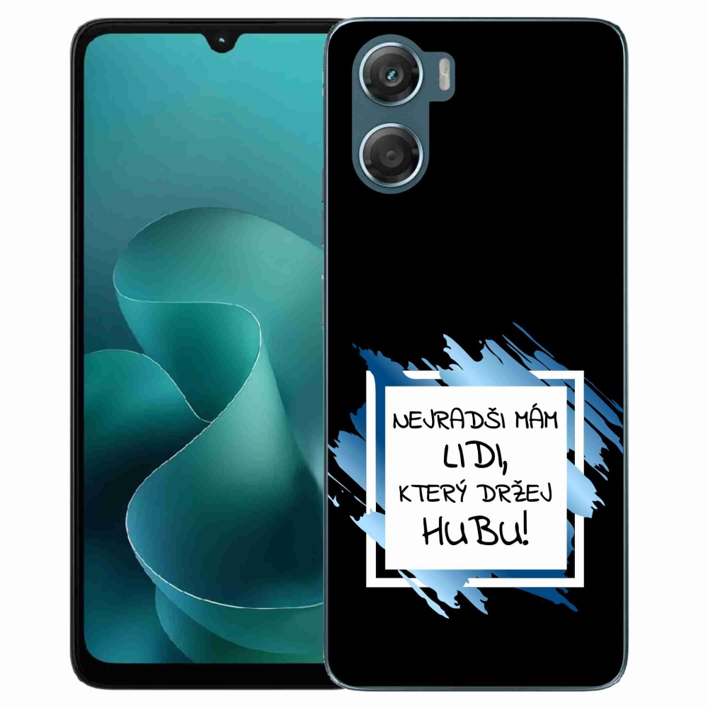 Gélový kryt mmCase na Motorola G06/G06 Power - vtipný text 7 bieločierne pozadie