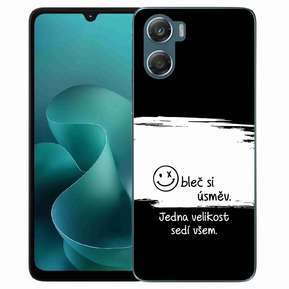 Gélový kryt mmCase na Motorola G06/G06 Power - vtipný text 8 bieločierne pozadie