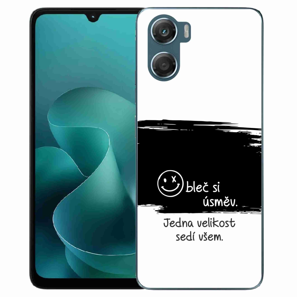 Gélový kryt mmCase na Motorola G06/G06 Power - vtipný text 8 čiernobiele pozadie