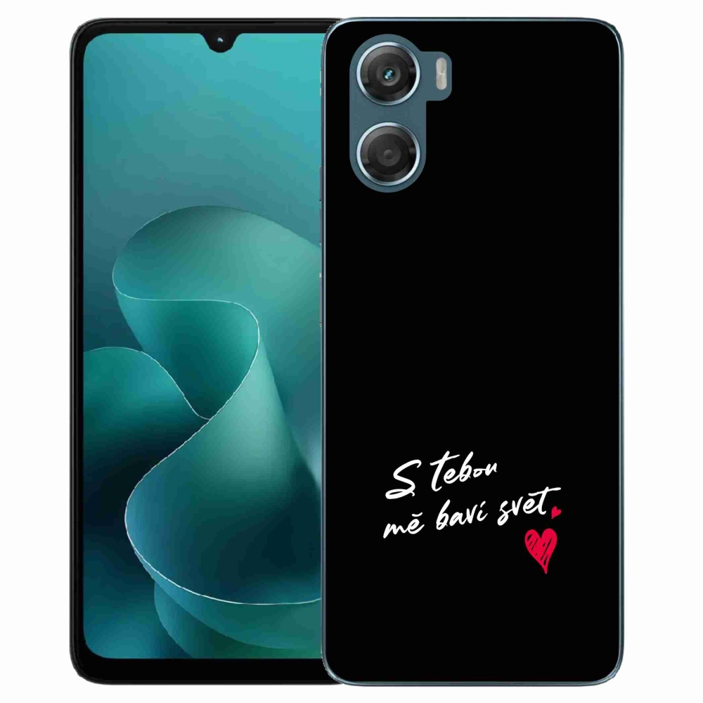 Gélový kryt mmCase na Motorola G06/G06 Power - zamilovaný text 1 čierne pozadie