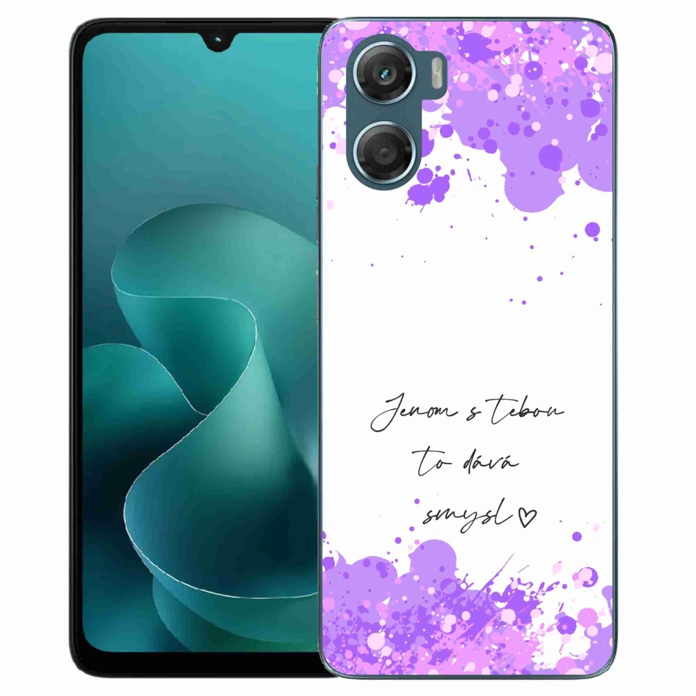 Gélový kryt mmCase na Motorola G06/G06 Power - zamilovaný text biele pozadie