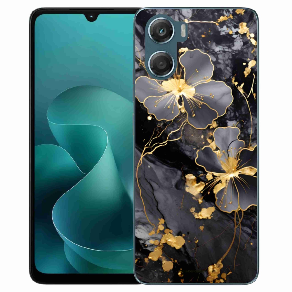 Gélový kryt mmCase na Motorola G06/G06 Power - zlaté kvety