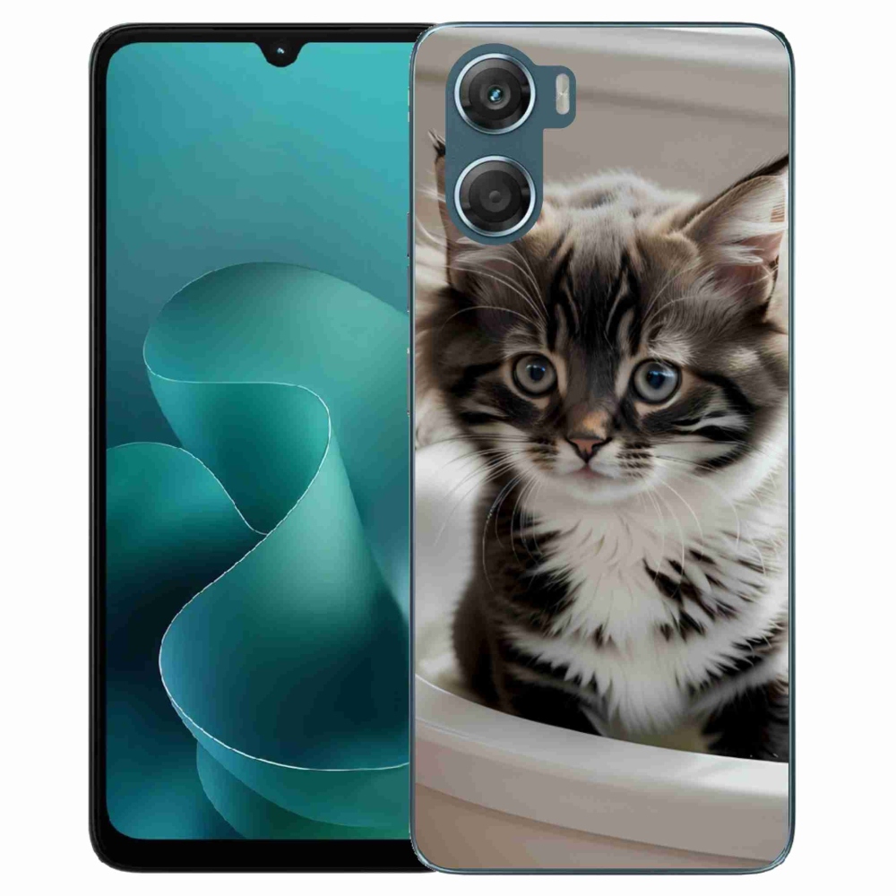 Gélový kryt mmCase na Motorola G06/G06 Power - zvedavé mačiatko