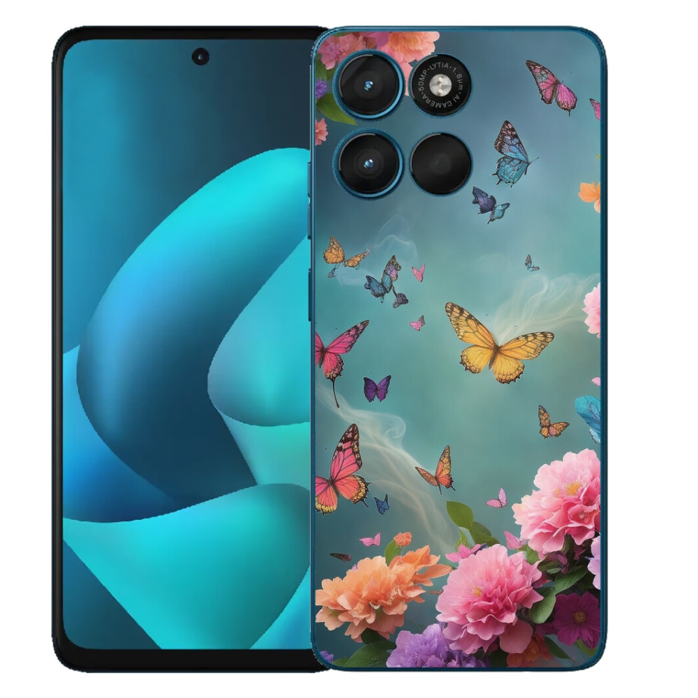 Gélový obal mmCase pre Motorola Moto G57 Power – farebné kvety a motýle