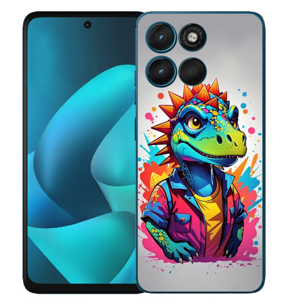 Gélový obal mmCase pre Motorola Moto G57 Power – farebný dinosaurus