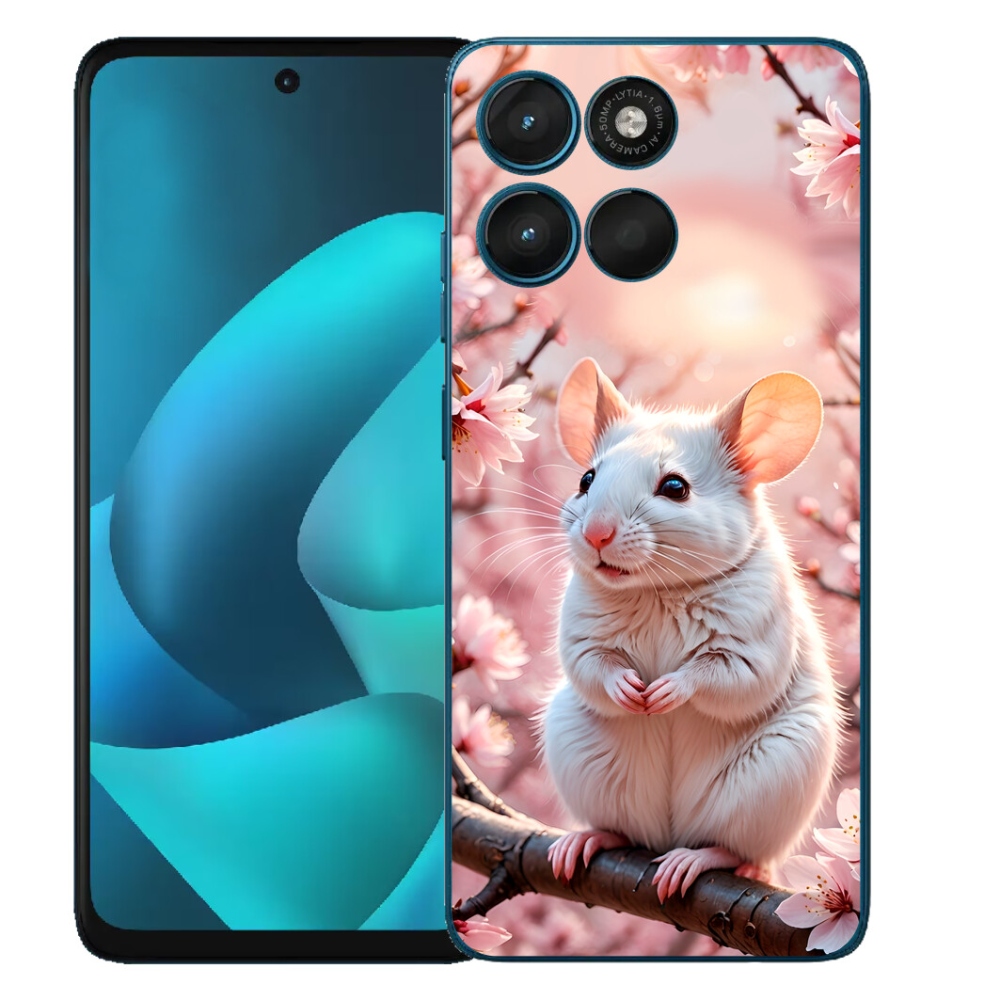 Gélový obal mmCase pre Motorola Moto G57 Power – biela myš na konári