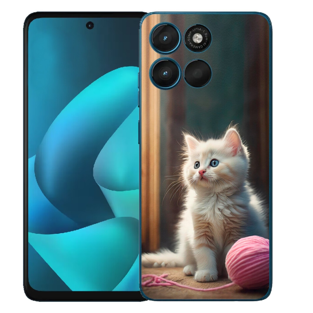 Gélový obal mmCase pre Motorola Moto G57 Power – biele mačiatko 2