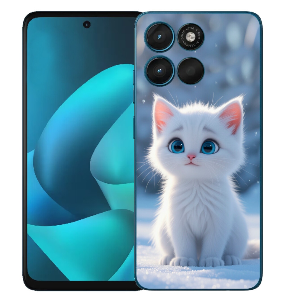 Gélový obal mmCase pre Motorola Moto G57 Power – biele mačiatko 3