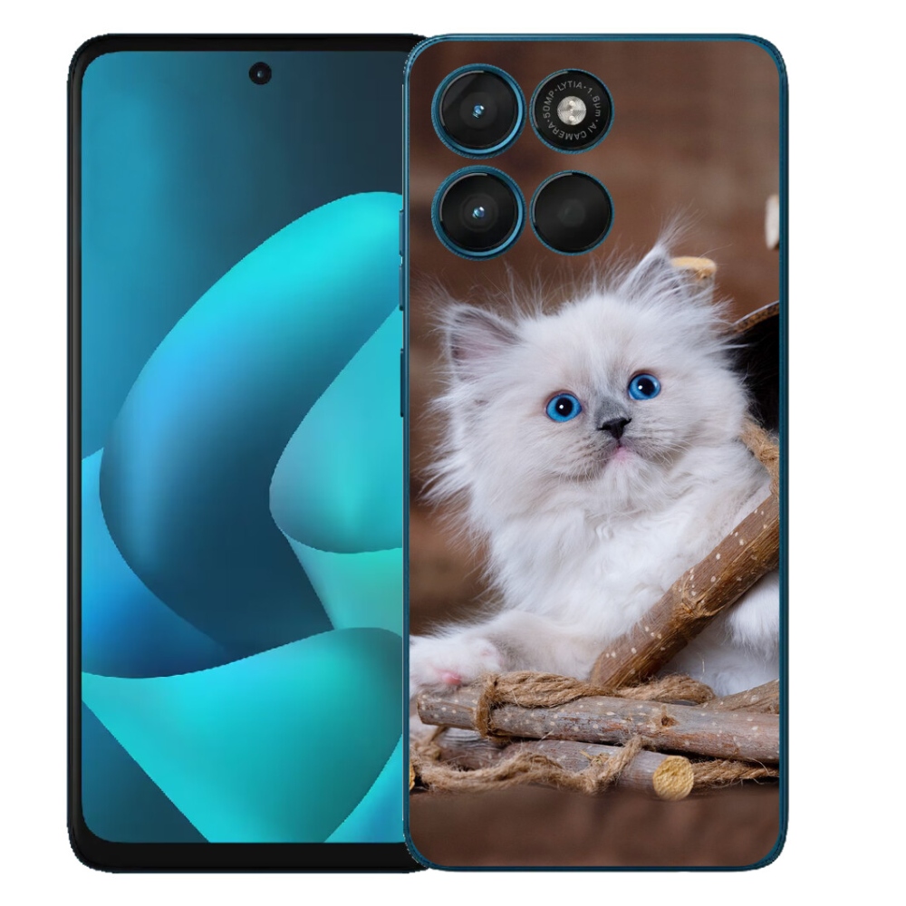 Gélový obal mmCase pre Motorola Moto G57 Power – biele mačiatko