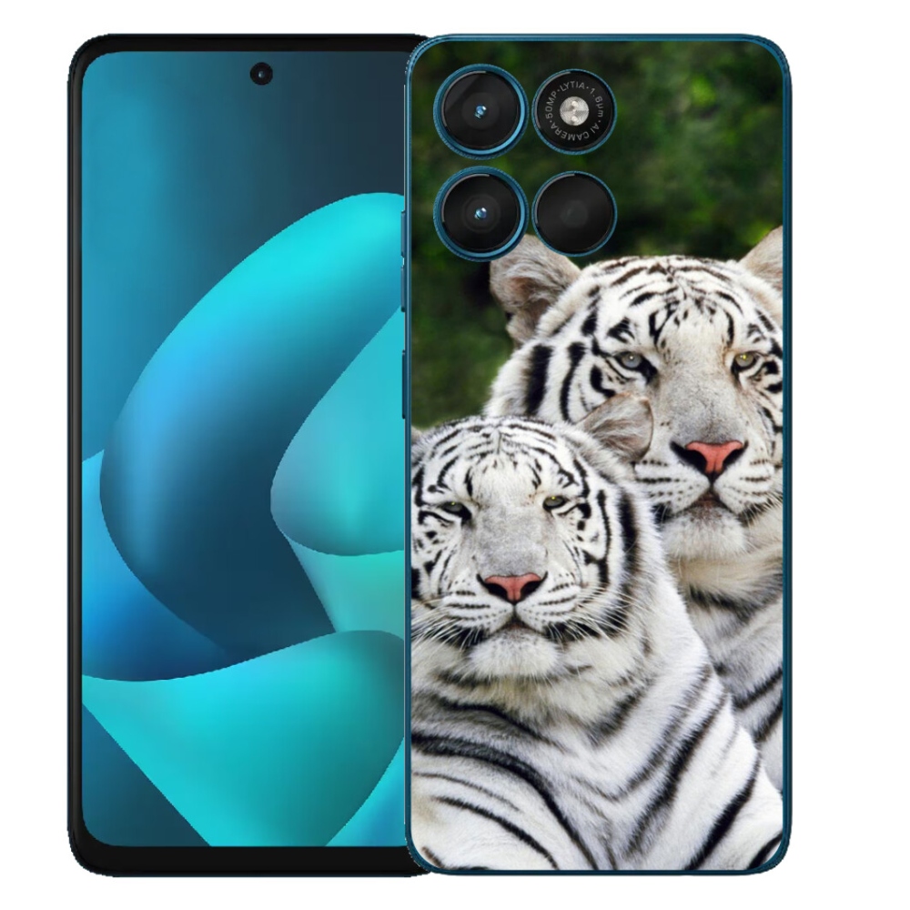 Gélový obal mmCase pre Motorola Moto G57 Power – biele tigre