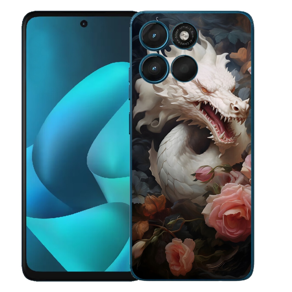 Gélový obal mmCase pre Motorola Moto G57 Power – biely drak