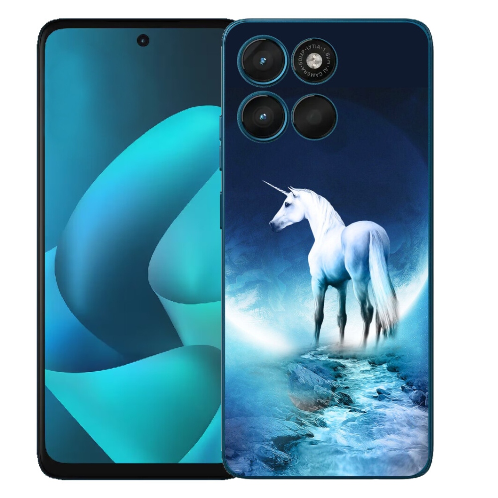 Gélový obal mmCase na Motorola Moto G57 Power – biely jednorožec