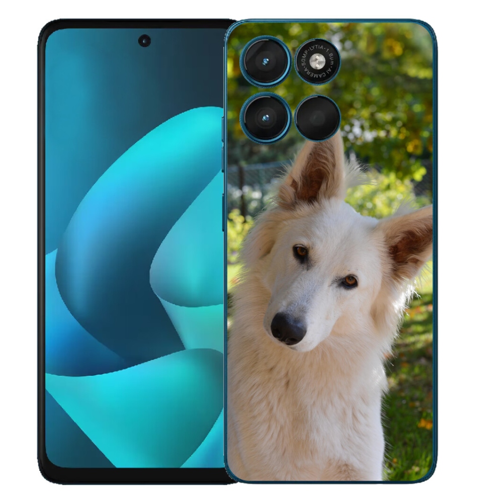 Gélové puzdro mmCase pre Motorola Moto G57 Power – biely švajčiarsky ovčiak 1