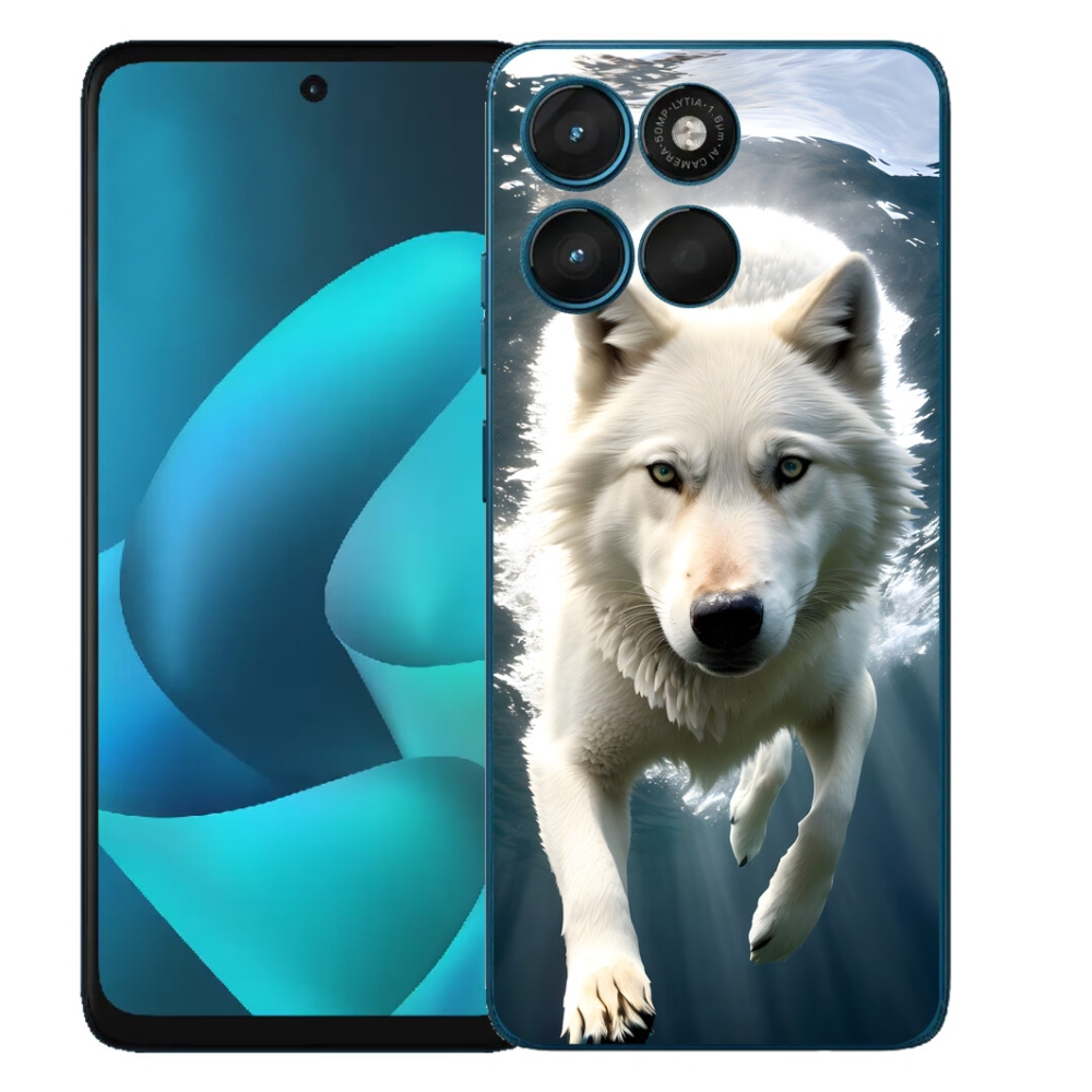 Gélový obal mmCase pre Motorola Moto G57 Power – biely vlk