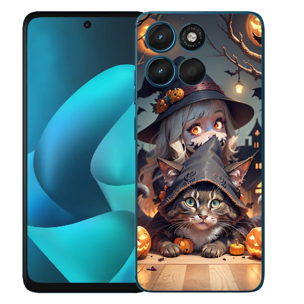 Gélový obal mmCase pre Motorola Moto G57 Power – čarodejnica s mačkou