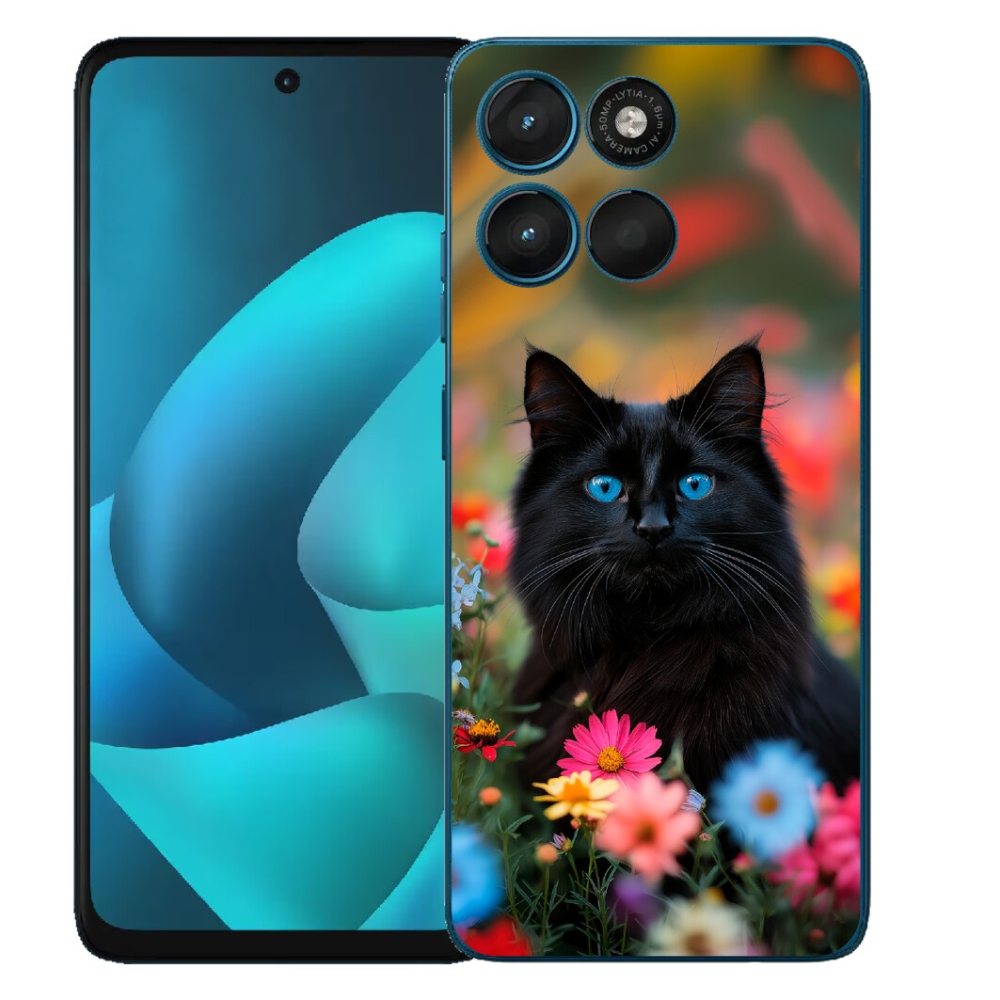 Gélový obal mmCase pre Motorola Moto G57 Power – čierne mačiatko 4