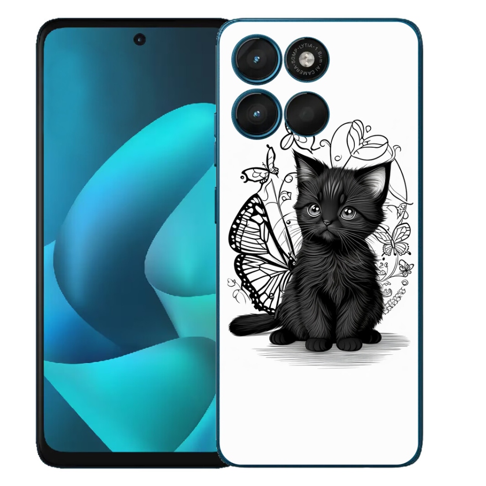 Gélové puzdro mmCase pre Motorola Moto G57 Power – čierne mačiatko
