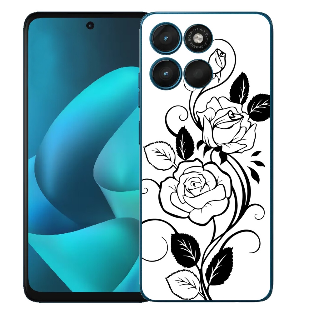 Gélový obal mmCase pre Motorola Moto G57 Power – čierno-biela ruža