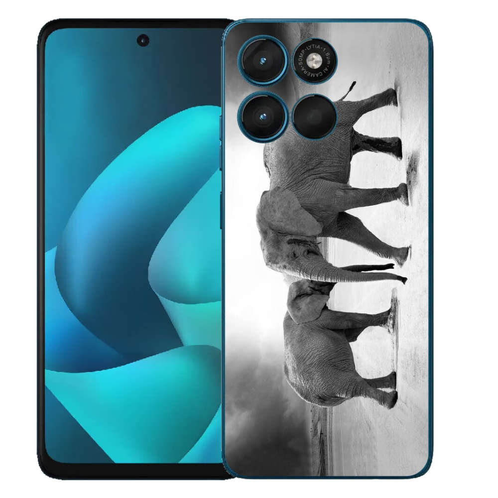 Gélový obal mmCase pre Motorola Moto G57 Power – čierno-biele slony