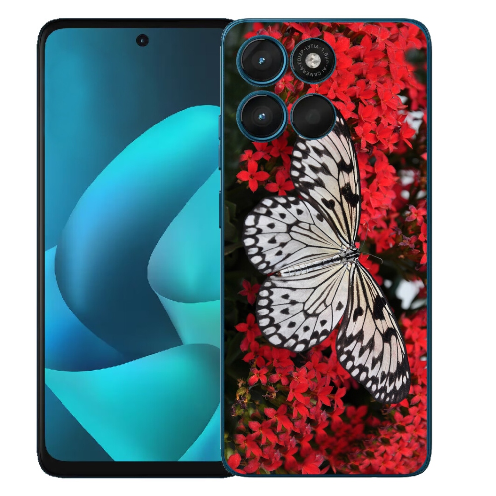 Gélový obal mmCase pre Motorola Moto G57 Power – čierno-biely motýľ 1