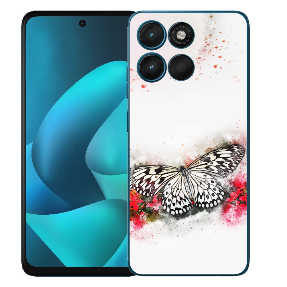 Gélový obal mmCase pre Motorola Moto G57 Power – čierno-biely motýľ