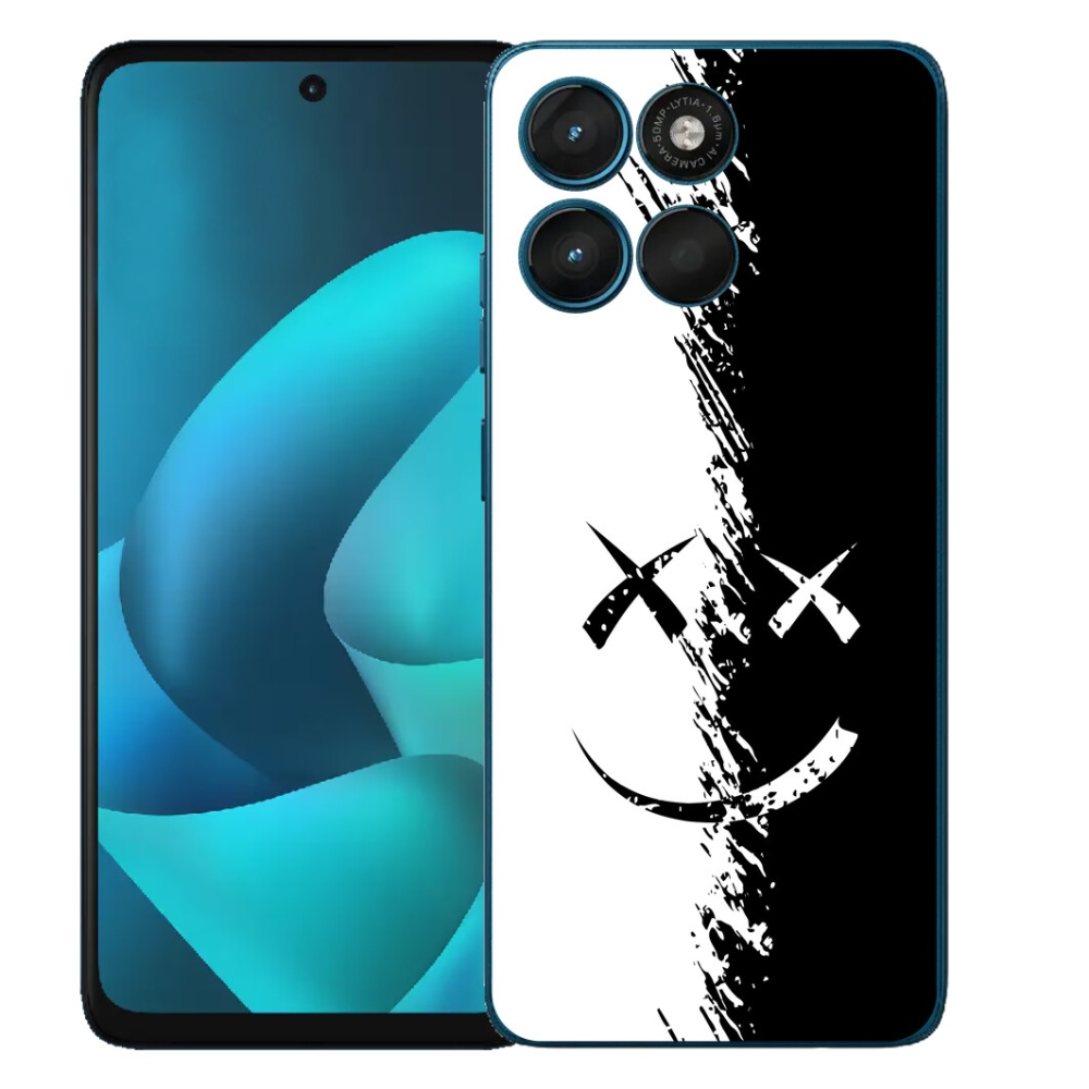 Gélový obal mmCase pre Motorola Moto G57 Power – čierno-biely smajlík