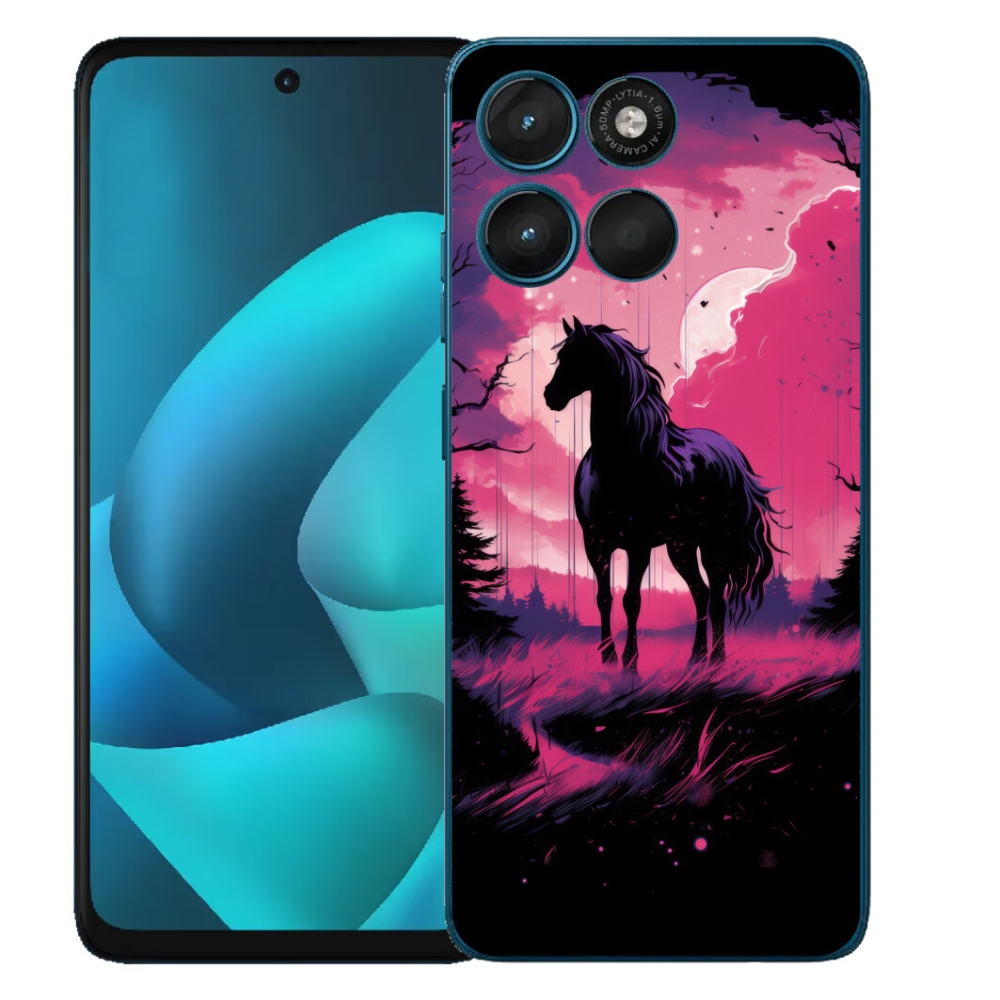 Gélové puzdro mmCase pre Motorola Moto G57 Power – čierny kreslený kôň 1