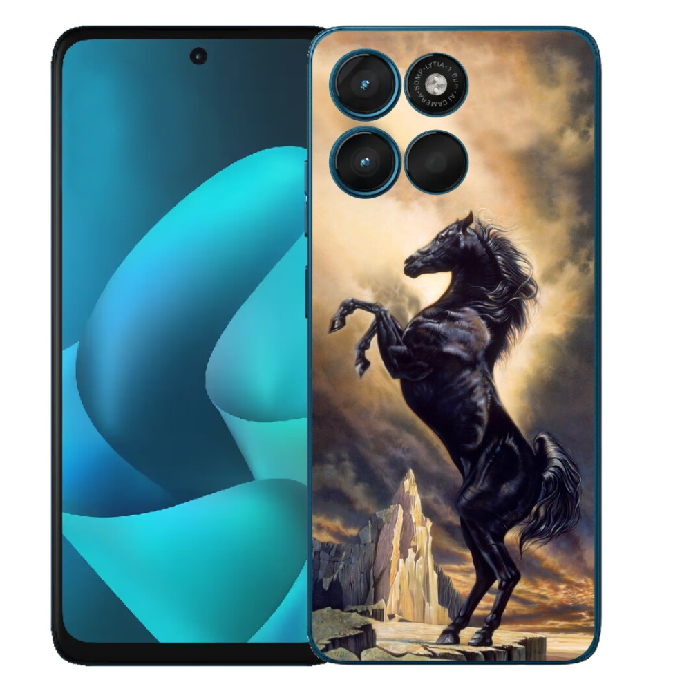 Gélový obal mmCase pre Motorola Moto G57 Power – čierny kreslený kôň