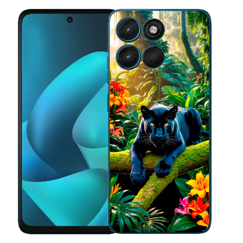 Gélový obal mmCase pre Motorola Moto G57 Power – čierny panter v džungli