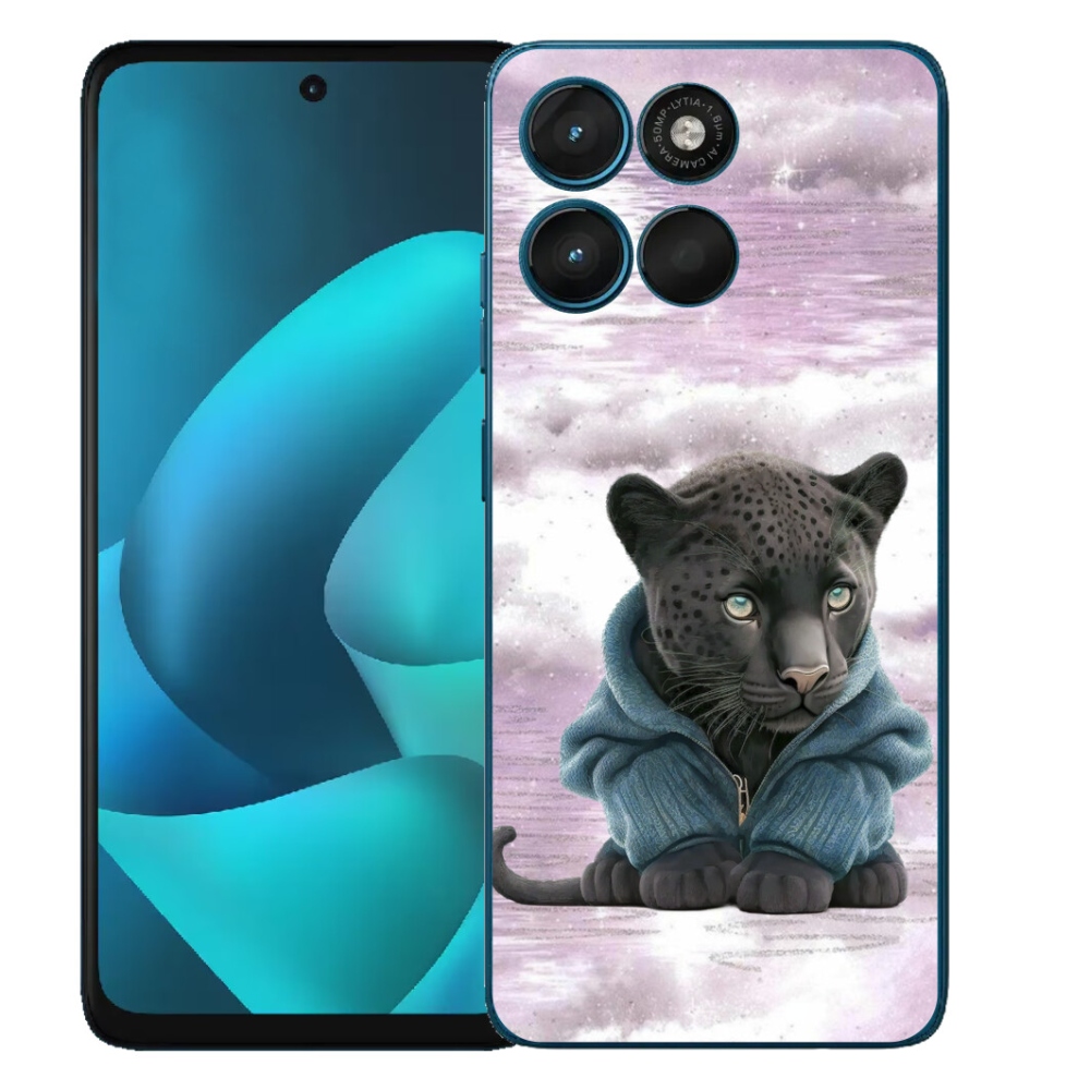 Gélový obal mmCase pre Motorola Moto G57 Power – čierny panter v svetri
