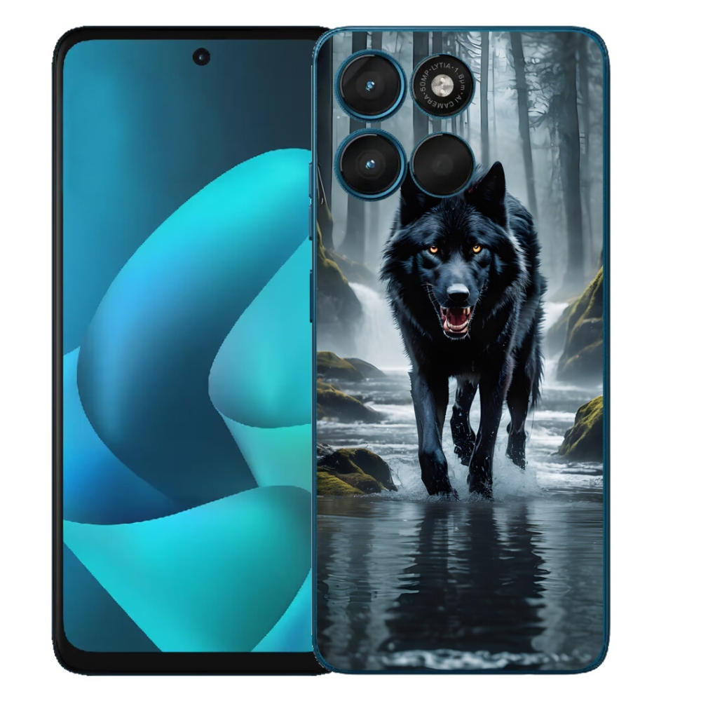 Gélový obal mmCase pre Motorola Moto G57 Power – čierny vlk