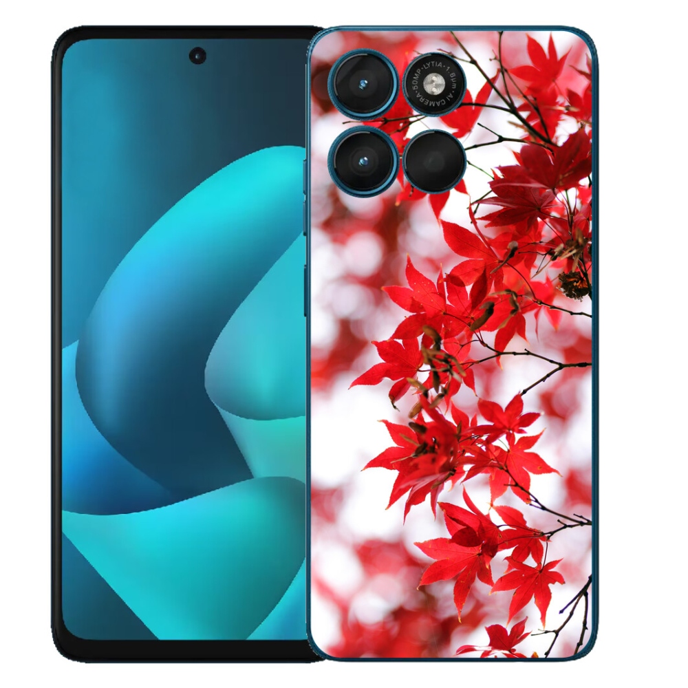 Gélový obal mmCase pre Motorola Moto G57 Power – červené listy